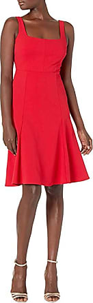 Calvin Klein Womens Sleeveless Square Dress with Flounce Hem