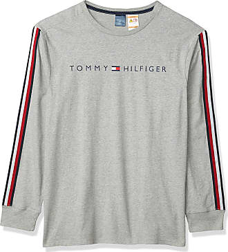 New Tommy Hilfiger Men's Graphic Print T Shirt Long Sleeve Tee Gray Size M L XL 