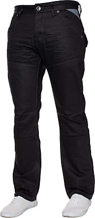 Enzo Mens Designer Black Coated Denim Casual Jeans Pants Waist Sizes 28-48 