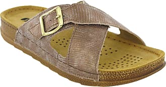 Mens Leather Sandals Slip On Inblu Twin Lined Buckle Summer Beach Padded Flats