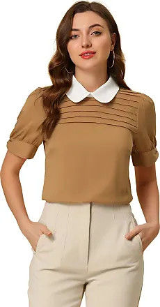 Allegra K Peter Pan Collar Blouse for Women's Contrast Collar