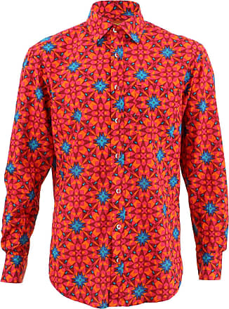 Mens Loud Shirt Retro Psychedelic Funky Party TAILORED FIT Abstract Maroon 