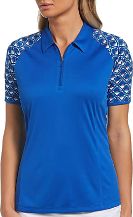 PGA TOUR Womens Big and Tall Short Sleeve Mini All Over Printed Polo Shirt 