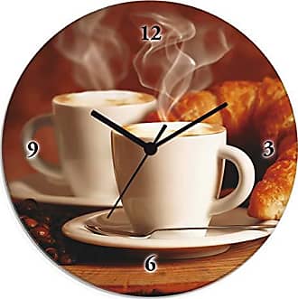 Artland Wanduhr Glas lautlos Ø 30 cm Quarz Kaffee Coffee Cafe Latte Macchiato T4 