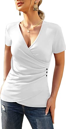 Zeagoo Womens Plus Size Shirts Short Sleeve V Neck Tops Criss Cross T Shirt Tees Blouses 