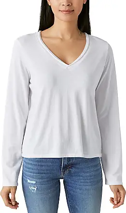 Lucky Brand womens Long Sleeve V Neck Tie Front Top Shirt