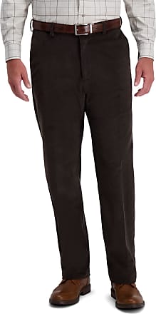 Haggar Mens Corduroy Classic Fit Flat Front Expandable Waistband Pant, Espresso, 34W x 30L