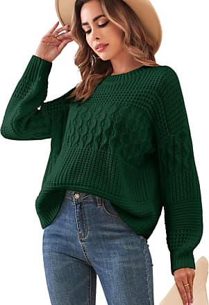 ZAFUL Women's Color Block Striped Sweater Crew Neck Lantern Sleeve Cropped  Sweaters Casual Loose Knitted Tops at  Women's Clothing store