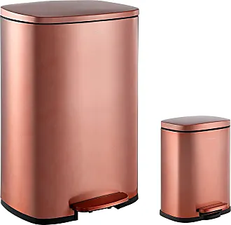  happimess HPM1006A Step-Open Steel Pedal and Soft-Close Lid  Free Mini Garbage Bin for Home, Office, Kitchen Trash Can, Large:12.98  Gallon Small:1.3 Gallon, Stainless Steel : Home & Kitchen