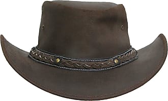 Black A, X-Large MIX BROWN Cowboy Cowgirl Hat Western Outback Style Crushable Wool Felt Hat Water-Repellent with Leather Band for Men Women 