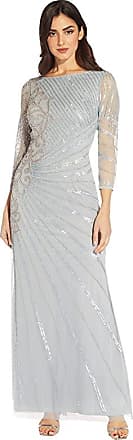 Adrianna Papell Long Sleeve Beaded Long Gown with Starburst Bead Pattern