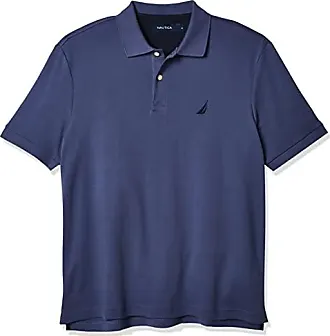 Nautica Men's Sustainably Crafted Slim Fit Performance Deck Polo, Delft,  Large at  Men's Clothing store