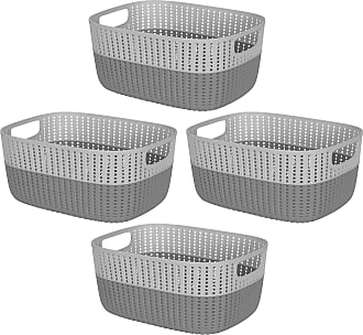Cupboard Storage Baskets Kiddream Set of 6 Grey Plastic Rattan Basket 