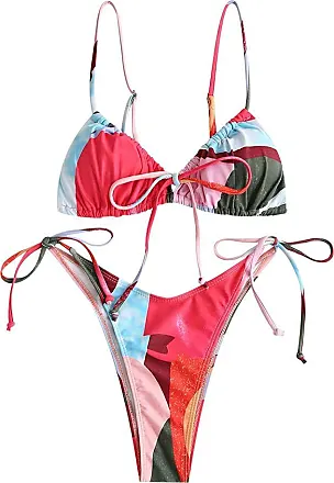 ZAFUL Womens High Cut Thong Bikini Set Swimsuits Cami String Sexy Bathing  Suit