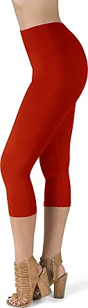 SATINA Womens High Waisted Leggings with Pockets -, Leggings for Regular &  Plus Size Women, 3 Inch Waistband, Red, One Size