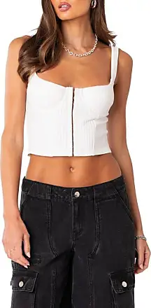 EDIKTED Heartthrob Faux Leather Corset Crop Top