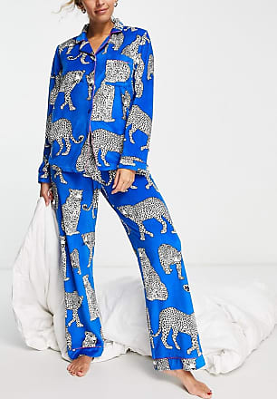 Ensemble pyjama avec top et pantalon en satin Chelsea Peers en coloris Bleu Femme Vêtements Vêtements de nuit Pyjamas 