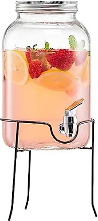 Style Setter Beverage Dispenser with Stand - 2.5 Gallon Large Countertop  Glass Drink Dispenser w/Spigot & Lid - Party Drink Dispenser for Sweet Tea