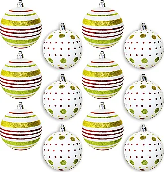 12pk Mardi Gras Ball Ornament with Line and Dots Design