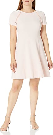 Jessica Howard Womens Short Sleeve Dress with Pearl Trim, Pink, 14