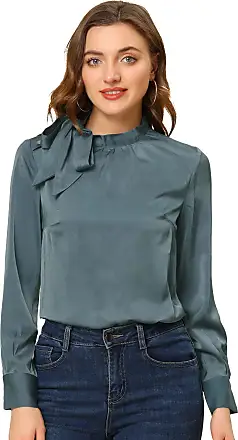 Allegra K Women's Work Office Tie Neck Long Sleeve Button Down Peter Pan  Collar Shirt : : Clothing, Shoes & Accessories