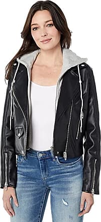 NWT Monoreno Women Faux Fur Imitation Leather Lined Hooded Jacket Black L R3 