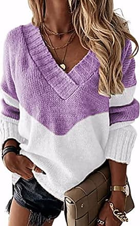 Onsoyours Femme Casual Pull à Manche Longue Sweater Simple Chaud Chic Pull en Tricot Blouse Tops Haut Pullover Automne Hiver 
