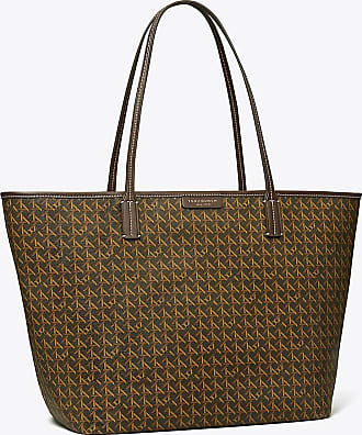  Tory Burch 83970 T Monogram Hazelnut Tan/Khaki With Gold  Hardware Jacquard Women's Barrel Tote Bag : Clothing, Shoes & Jewelry