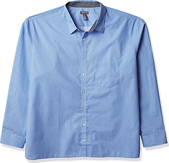 Van Heusen Mens Big & Tall Big Never Tuck Long Sleeve Button Down Shirt, Blue Yonder Print, X-Large Tall