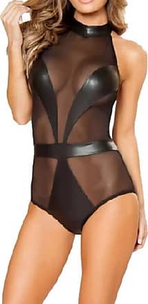 Lingerie for Women Sex Play,Womens Hollow-Out Bodysuit Lace Blackless One Piece Corset Roleplay with Strappy 