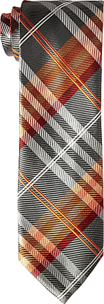 Geoffrey Beene Mens Petros Plaid II Tie, orange, X-Long