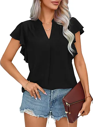 Blooming Jelly Womens Short Sleeve Blouse Business Casual Dressy