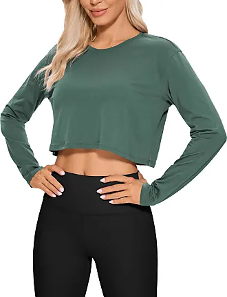  CRZ YOGA Pima Cotton Long Sleeve Shirts for Women Workout Crop  Tops Loose Cropped T-Shirts Athletic Gym Shirts Black XX-Small : Clothing,  Shoes & Jewelry