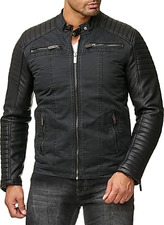 Redbridge Men's Jacket Art Leather Biker between-Seasons Hood M6013H 