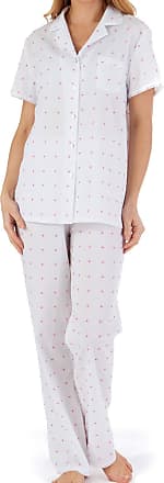 Ladies Slenderella Brushed Cotton Floral Pyjamas Button Up Top & PJ Bottoms