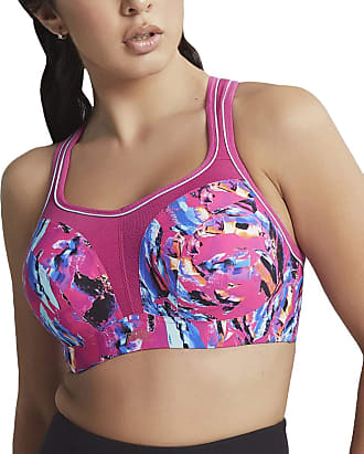 Orchid Womens Plus Size Medium High Impact Non Wired Zip Front Active Sports Bra 