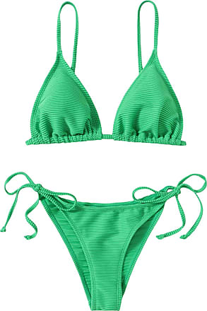  MakeMeChic Women's Halter Tie Side Triangle Bikini Set high Cut  2 Piece Bikini Swimsuit Bathing Suit : Clothing, Shoes & Jewelry