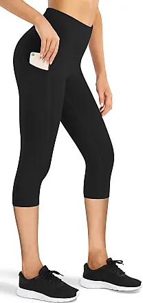 Yoga Pants with Pockets for Women Capri Length High Waisted Lace Trim Leggings  Tummy Control Stretch Soft Tights 