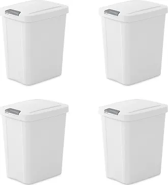 Sterilite 7.5 Gallon TouchTop Wastebasket with Titanium Latch, Black (4 Pack)