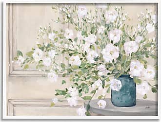 Stupell Industries Blooming White Floral Display On Glam Designer