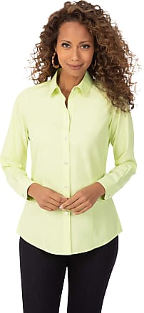 Brand New Women's Foxcroft Non-Iron Stretch Poplin Button Up Shirt Silver 