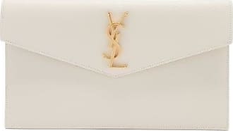 Saint Laurent Uptown Ysl-plaque Leather Clutch Bag - Womens - White