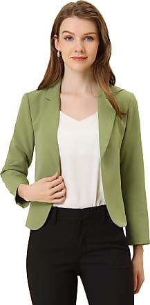 Allegra K Women's Notched Lapel Ruched Sleeve Jackets Business Crop Blazer 