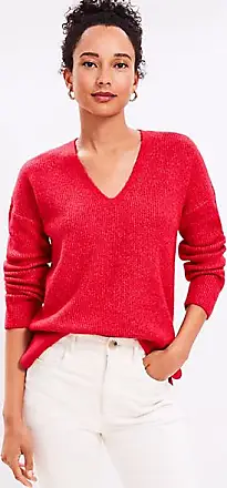 Elliott Lauren Modal Knit V-Neck Sweater w/ Curved Hem