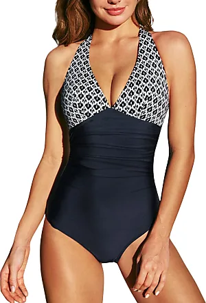 CUPSHE Women Plus Size One Piece Swimsuit Lace V Neck Ruched Front Tummy  Control Floral Swimwear M at  Women's Clothing store