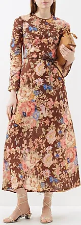 Brown August floral-print linen dress, Zimmermann