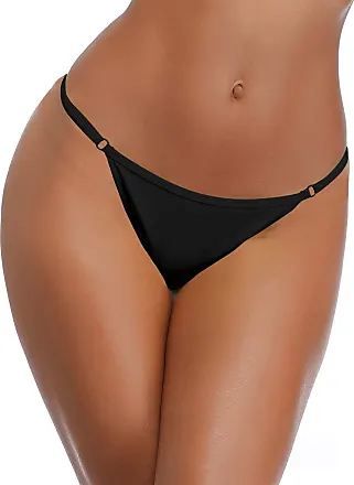  SHEKINI Women's Tie Side Thong Bikini Bottom High Cut V Cheeky  Swimsuit Low Rise Swim Briefs (Black, Small) : Clothing, Shoes & Jewelry
