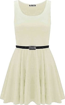 Womens Ladies Square Neck Belted Flared Franki Swing Skater Dress Top Plus Size