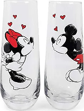 Silver Buffalo Disney Classic Mickey and Minnie Mouse Kiss Dots Pint Glass,  16 Ounces