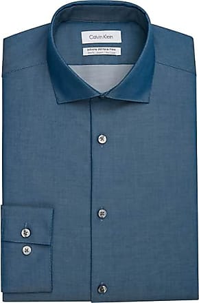 Calvin Klein Mens Infinite Slim Fit Spread Collar Dress Shirt Blue - Size: 15 1/2 32/33